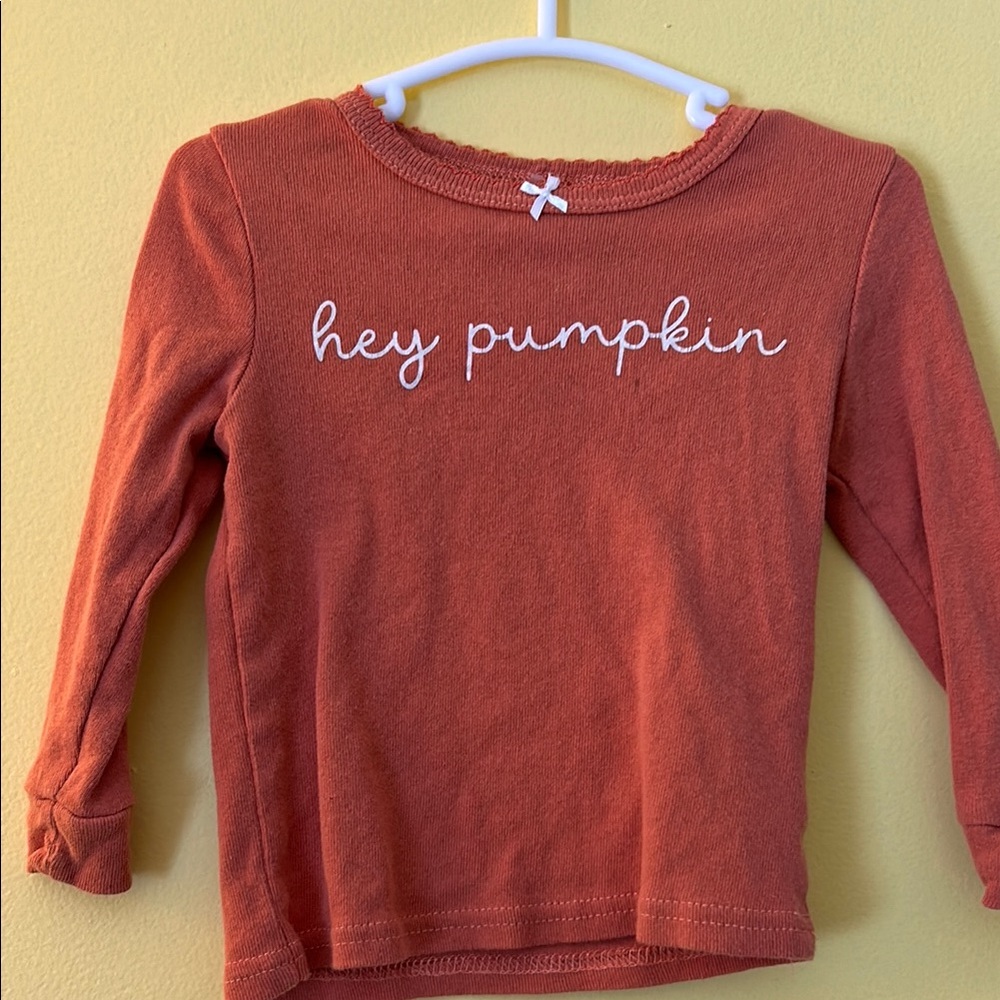 Orange and White Pajama Set with Hey Pumpkin Design - Picture 2 of 5